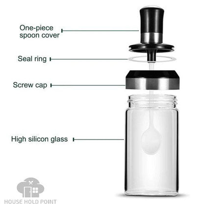 Glass Oil Bottle With Spoon