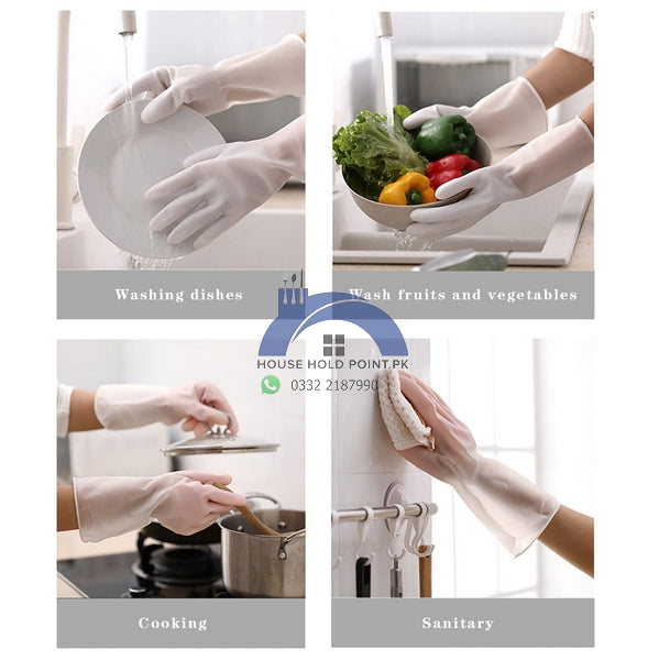Rubber Protective Dish Washing Gloves Pair