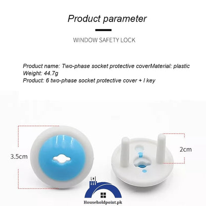 6 Pcs Baby Socket Protectors With Key