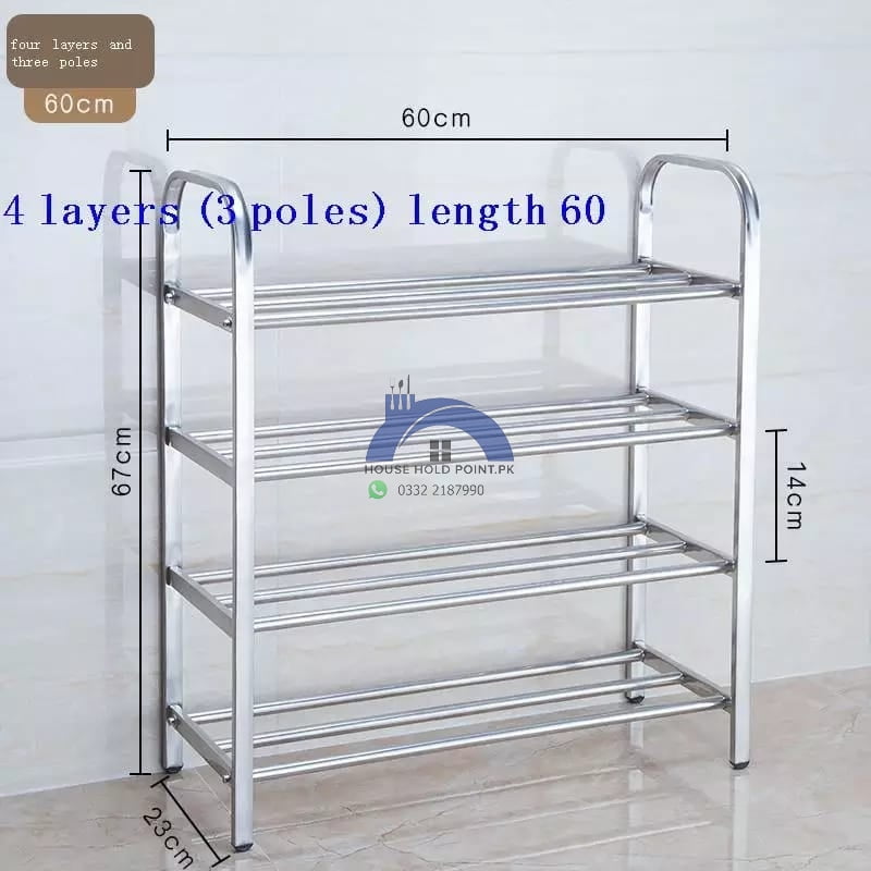 4 Tier Stainless Steel Shoe Rack – House Hold Point