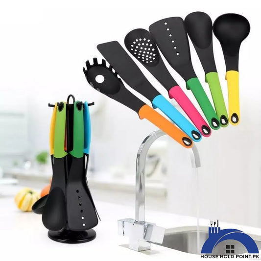 Nylon Non Stick Spoon Set with Stand Default Title