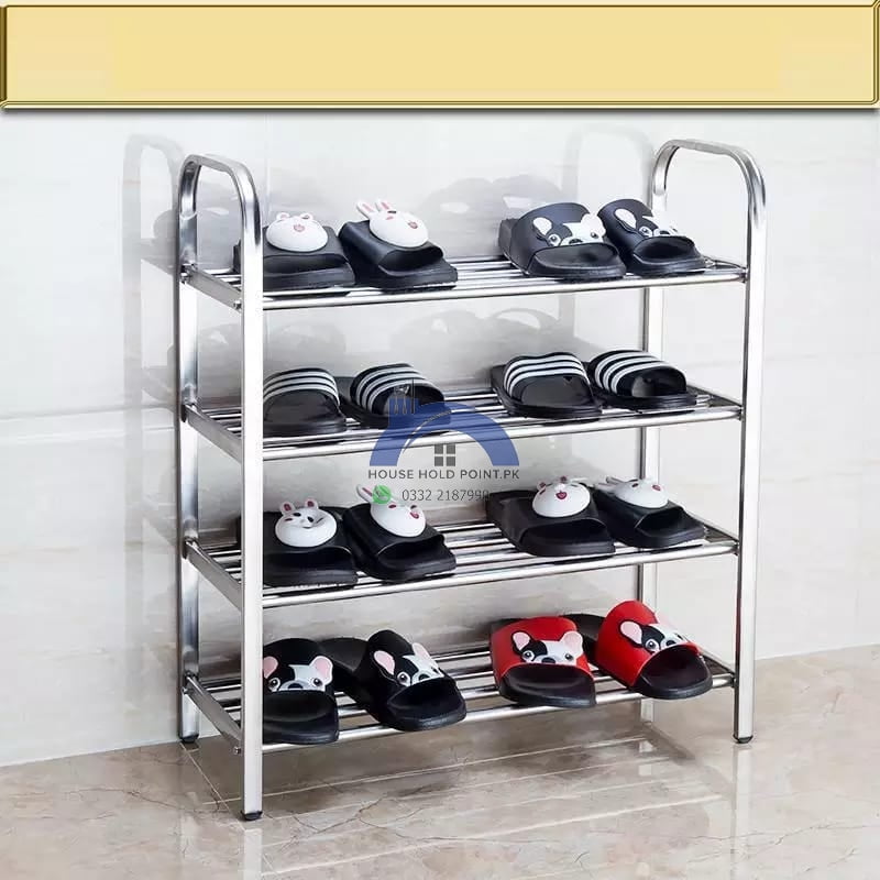 4 Tier Stainless Steel Shoe Rack – House Hold Point